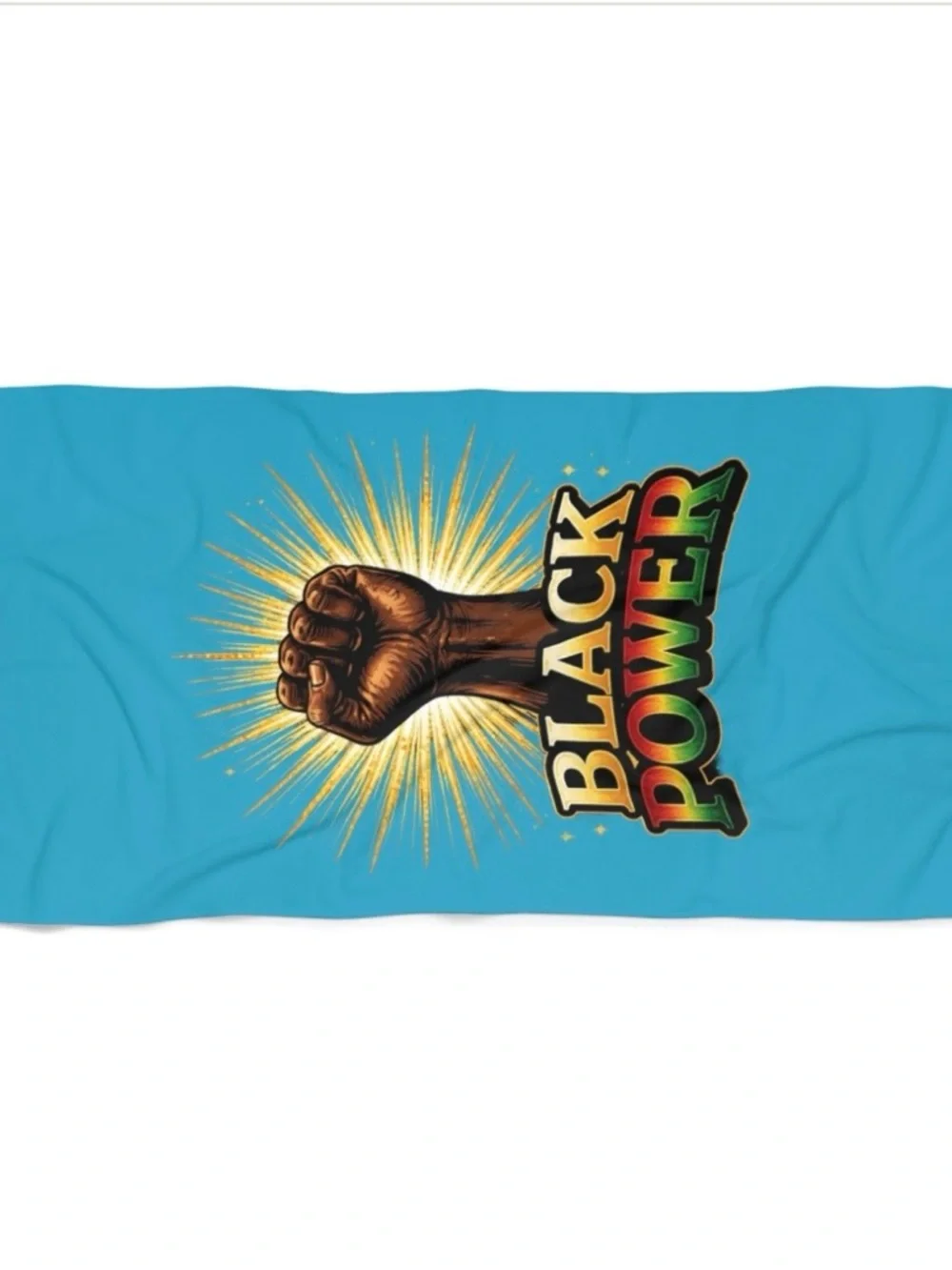 Turquoise Beach Towel with Black Power Graphic